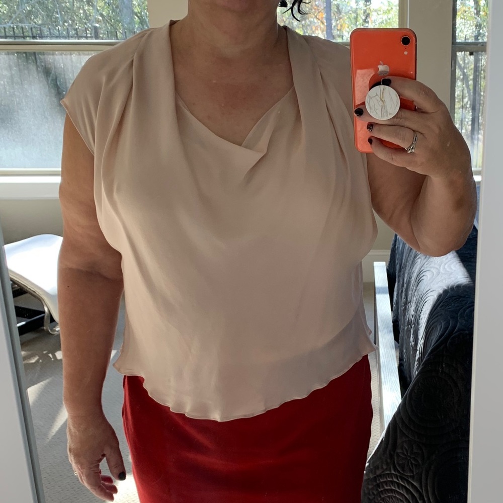 Escada Beautifully Draped Blush Silk Blouse